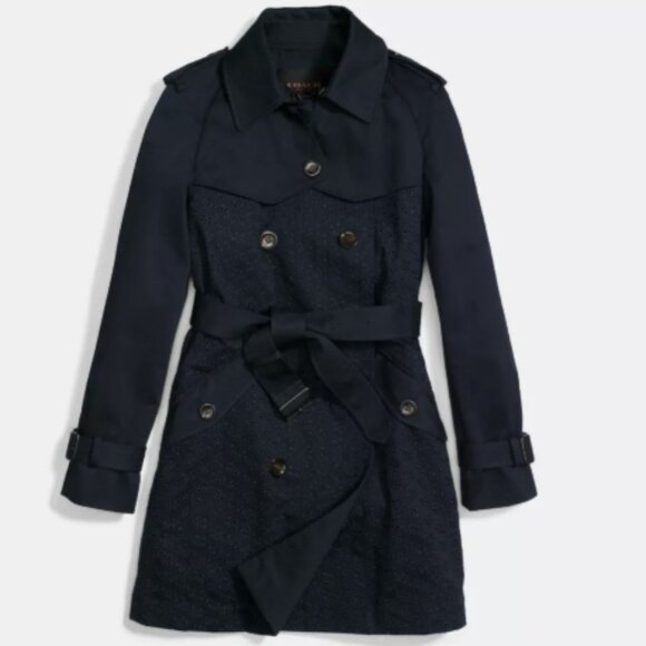 Coach Jackets & Blazers - Coach Double Breasted Eyelet Trench Coat in Navy Blue Size XS